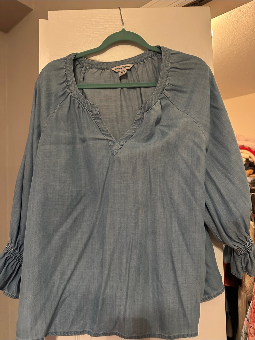 Tommy Bahama Light Blue V-Neck Chambray Tunic